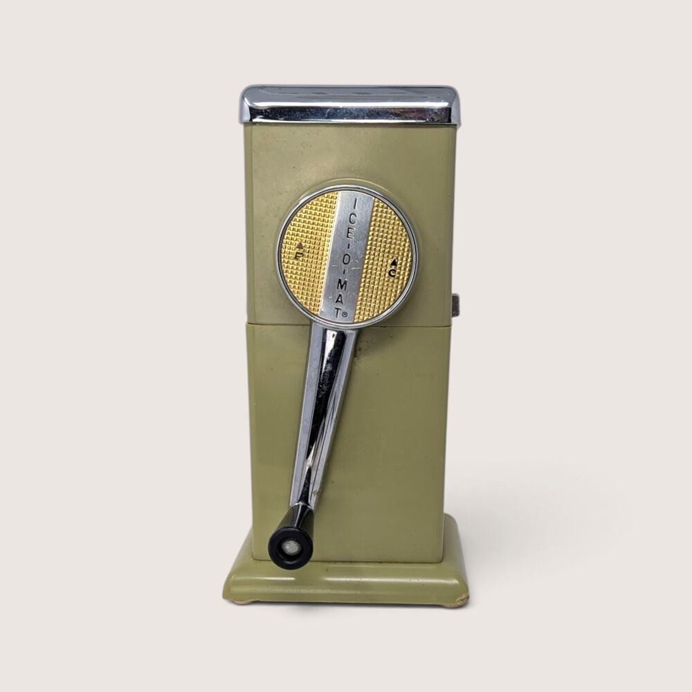 Vintage Ice Crusher Rival Ice O Mat 1960s Avocado Green Retro Barware Tool